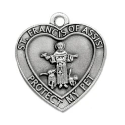 1-1/2 Inch Pewter Heart And St. Francis Pet Medal Name Tags