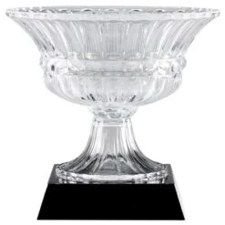 11-1/2 Inch Hand Cut Crystal Bowl Award On Black Base