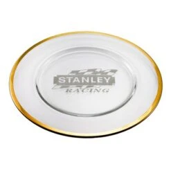 12-1/2 Inch Glass Charger Plate With Gold Leaf Band
