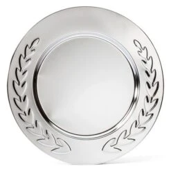 12 Inch Chrome Plated Embossed Wreath Tray