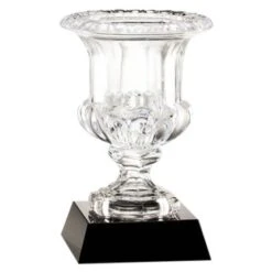 12 Inch Hand Cut Crystal Vase Award On Black Base