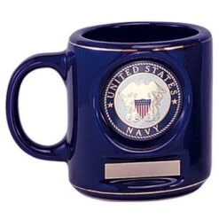 12 Ounces Blue Ceramic Coffee Mug-Takes 2 Inch Insert