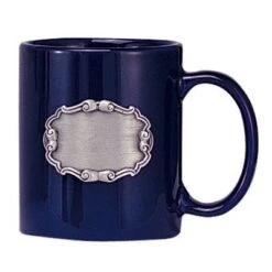 12 Ounce Blue Coffee Mug With Pewter Casting