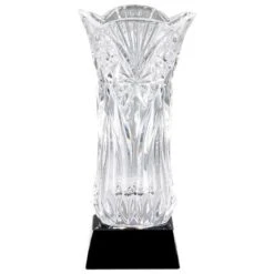 13-3/4 Inch Hand-Cut Crystal Vase Award On Black Base
