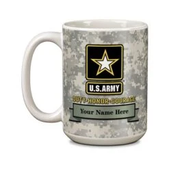 15 Ounce White Ceramic U.S. Army Mug-Free Name And Personalization