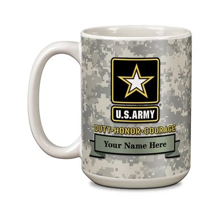 15 Ounce White Ceramic U.S. Army Mug-Free Name And Personalization 3 15 Ounce White Ceramic U.S. Army Mug-Free Name And Personalization