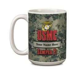 15 Ounce White Cermaic U.s. Marines Mug-Free Name And Rank Personalization