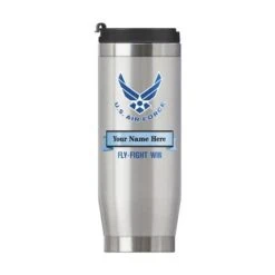 16 Ounce U.S. Air Force Stainless Steel Travel Mug-Includes Free Name And Rank Personalization (Not Available - License Pending)