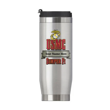 16 Ounce U.S. Marines Stainless Steel Travel Mug-Includes Free Name And Rank Personalization 3 16 Ounce U.S. Marines Stainless Steel Travel Mug-Includes Free Name And Rank Personalization