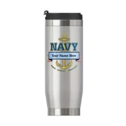 16 Ounce U.S. Navy Stainless Steel Travel Mug-Includes Free Name And Rank Personalization