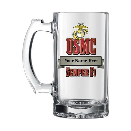 17 Ounce U.S. Marines Glass Tankard-Can Be Personalized 3 17 Ounce U.S. Marines Glass Tankard-Can Be Personalized