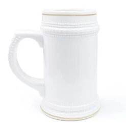 22 Ounce White Ceramic Beer Mug-Personalized Logo Or Text Sublimation Available