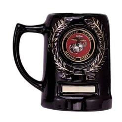 28 Ounce Black Ceramic Beer Mug With Plate-Takes 2 Inch Insert