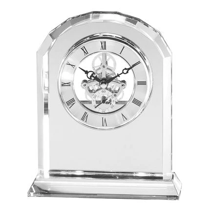 5-1/2 Inch Skeleton Arched Optical Crystal Quartz Desk Clock 3 5-1/2 Inch Skeleton Arched Optical Crystal Quartz Desk Clock