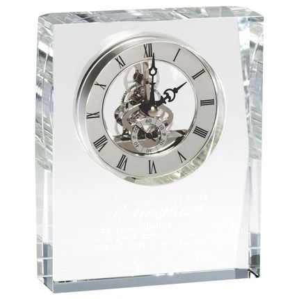 6-1/4 X 5 Inch Optical Crystal Elegant Square Skeleton Quartz Desk Clock 3 6-1/4 X 5 Inch Optical Crystal Elegant Square Skeleton Quartz Desk Clock