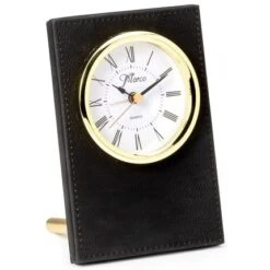 6 X 4 Inch Black Leatherette Quartz Movement Desk Clock