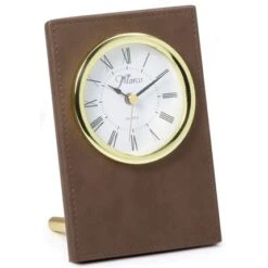 6 X 4 Inch Brown Leatherette Quartz Movement Desk Clock