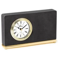 7-1/2 X 4-1/2 Inch Black Leatherette Quartz Movement Desk Clock