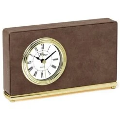 7-1/2 X 4-1/2 Inch Brown Leatherette Quartz Movement Desk Clock