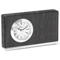 7-1/2 X 4-1/2 Inch Grey Leatherette Quartz Movement Desk Clock