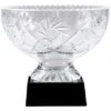 8-1/4 Inch Hand Cut Crystal Bowl Award On Black Base
