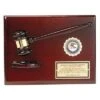9 X 12 Inch Rosewood Plaque With Department Of Justice Emblem, Gavel, Block, And Gold Plate-Takes 2 Inch Insert