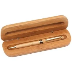 Bamboo Wood Box And Pen-Can Be Laser Engraved