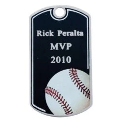Black Dog Tag With Baseball Image