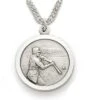 3/4 Inches Sterling Silver Male Baseball Medal With St. Christopher -FCY Office Supplies Shop baseball male st christopher sports medal 18