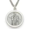 3/4 Inches Sterling Siver Female Basketball Medal With St. Christopher