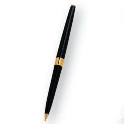 Black Ball Point Pen With Metal Cartridge And Gold Trim