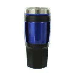 16 Oz Blue And Black Stainless Steel Travel Mug-Screw On