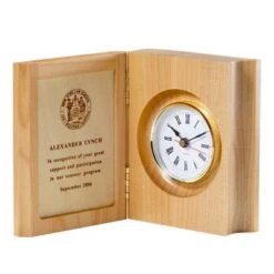 4-3/8x 5-1/2 Inch Folding Maple Wood Finish Quartz Clock And Photo