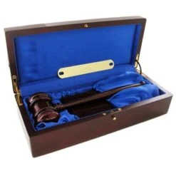 12 X 5-1/4 X 3-1/4 Piano Finish Rosewood Gavel Set Box