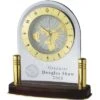 6-1/2 Inch Clear Lucite World Desk Clock With Brass Posts -FCY Office Supplies Shop desk clock rosewood finish 14