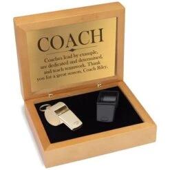 Gold Whistle Set In Hardwood Keepsake Box