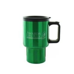 16 Oz Stainless Steel Green Travel Mug With Handle