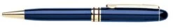 HIGH GLOSS BALLPOINT TWIST BLUE PEN BAKED FINISHED GOLD TRIM