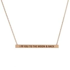 FCY Office Supplies Shop 40 "I Love You To The Moon & Back" Rose Gold Bar Pendant Necklace