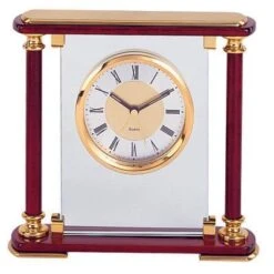 7 X 7 Inch Piano Rosewood Finish Mantel Quartz Alarm Clock