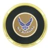 3-5/8 Inch Gold Metal Leatherette Coaster With 2 Inch Gold Air Force Logo Insert -FCY Office Supplies Shop metal coaster with united states air force insert 42