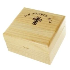 4-3/4 X 4-3/4 X 2-3/4 Maple Wood Prayer Keepsake Box