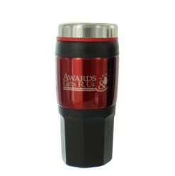 16 Oz Stainless Steel Red Screw On Travel Mug