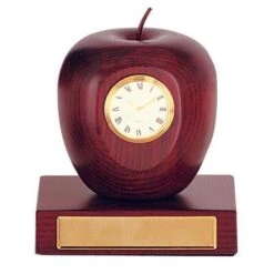 4 Inch Rosewood Finish Apple Clock On Base