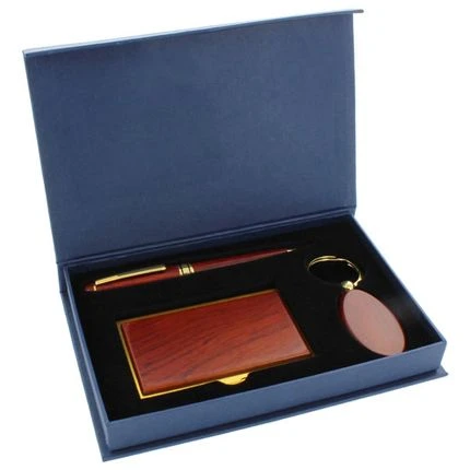 7 Inch Gift Set Box: Rosewood Key Chain, Card Holder, And Pen 3 7 Inch Gift Set Box: Rosewood Key Chain, Card Holder, And Pen