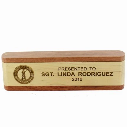 6-1/2 X 2 X 7/8 Inches Rosewood/Maple Wood Name Block With Pen Holder 3 6-1/2 X 2 X 7/8 Inches Rosewood/Maple Wood Name Block With Pen Holder