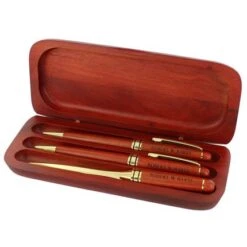 ROSEWOOD PEN, PENCIL, LETTER OPENER BOX SET