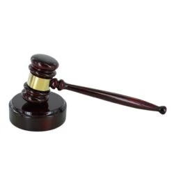 10 Inch Rosewood Piano Finish Gavel With Block Amd Engravable Brass Band