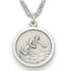 3/4 Inch Sterling Silver Male Snowboarding Medal With Saint Christopher -FCY Office Supplies Shop snowboarding male st christopher sports medal 18
