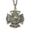 1 Inch Sterlig Silver Fire Fighter Medal With Cross -FCY Office Supplies Shop sterling silver fire fighter medal necklace 17